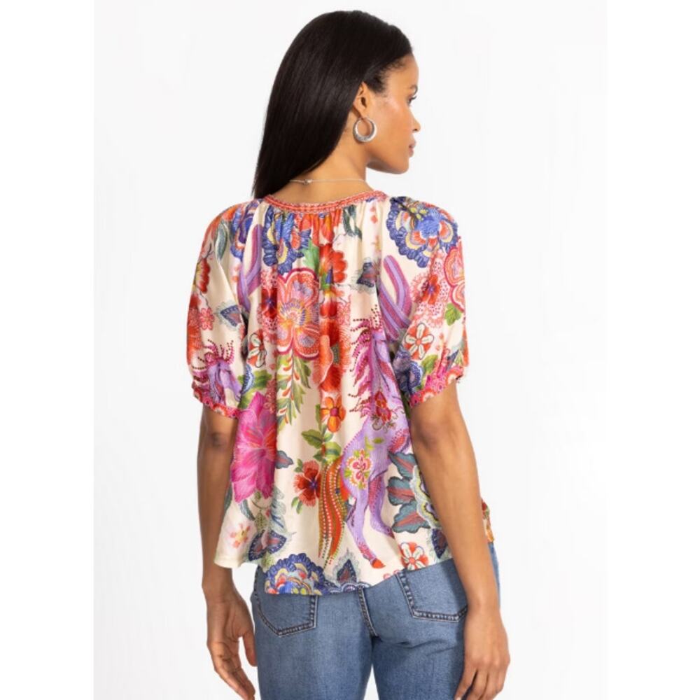 JOHNNY WAS Women's Avah Silk Blouse Medium Kallie Floral Button Down NWT - Picture 3 of 11